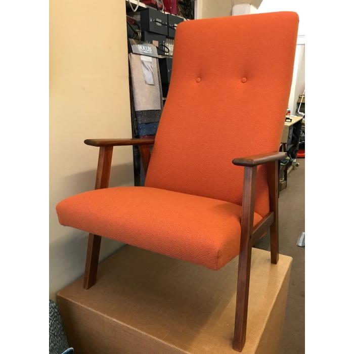Danish teak high back chair orange Bute wool.jpg
